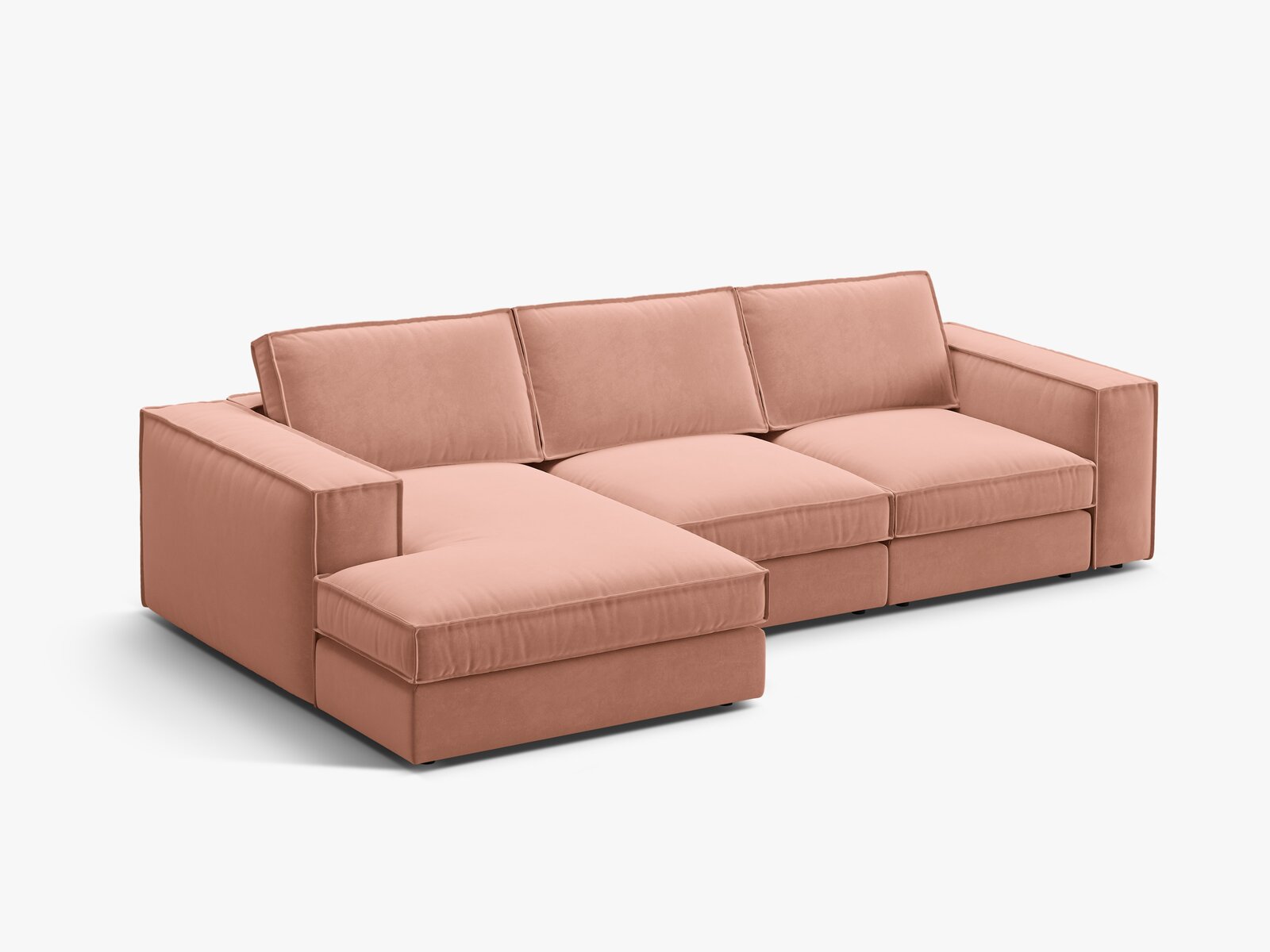 Micadoni modulares Ecksofa Pola 3-Sitzer Links Samt Salvador Rosa