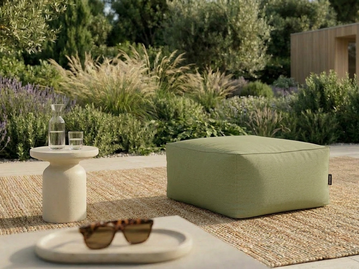 Bobochic Riviera Pouf 80 × 80 cm Stoff Grün