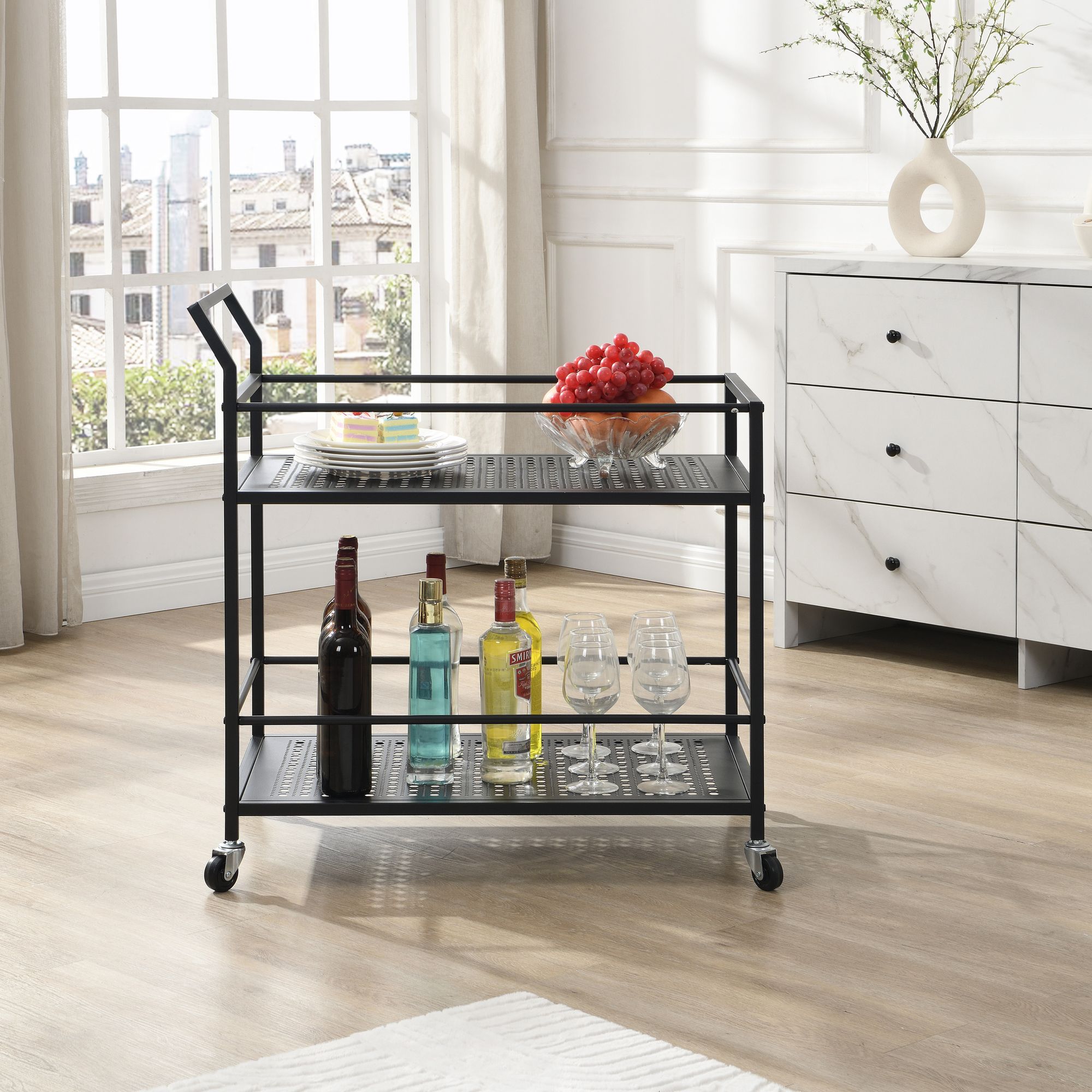 Servierwagen Innvik Metall Schwarz 79 × 45 × 83 cm