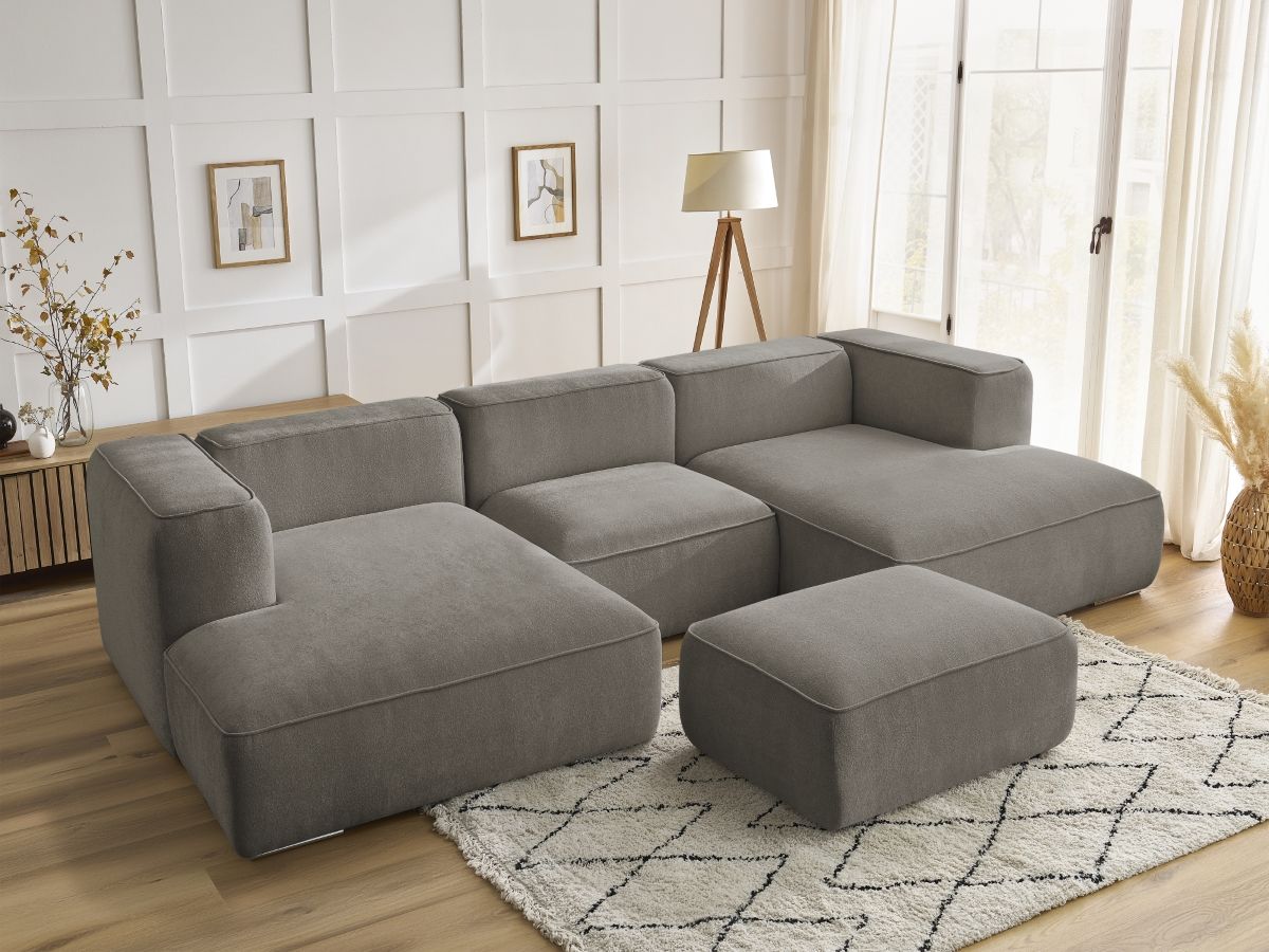 Bobochic Zephyr Wohnlandschaft mit Pouf Strukturstoff Taupe