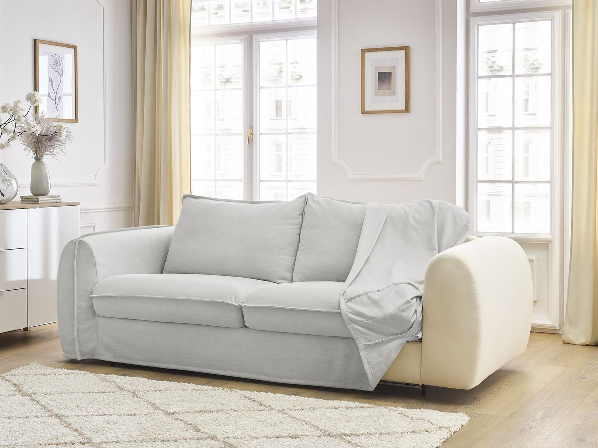 Bobochic Archimede Schlafsofa 3-Sitzer Stoff Hellgrau, Liegefläche 140 × 194 cm