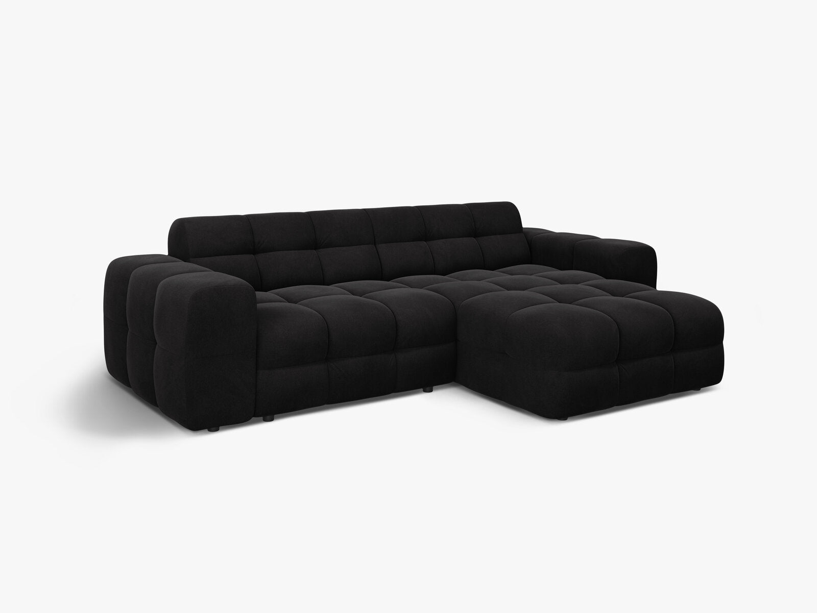 Micadoni Ecksofa Kendal 4-Sitzer Rechts Samt Magic Velvet Schwarz
