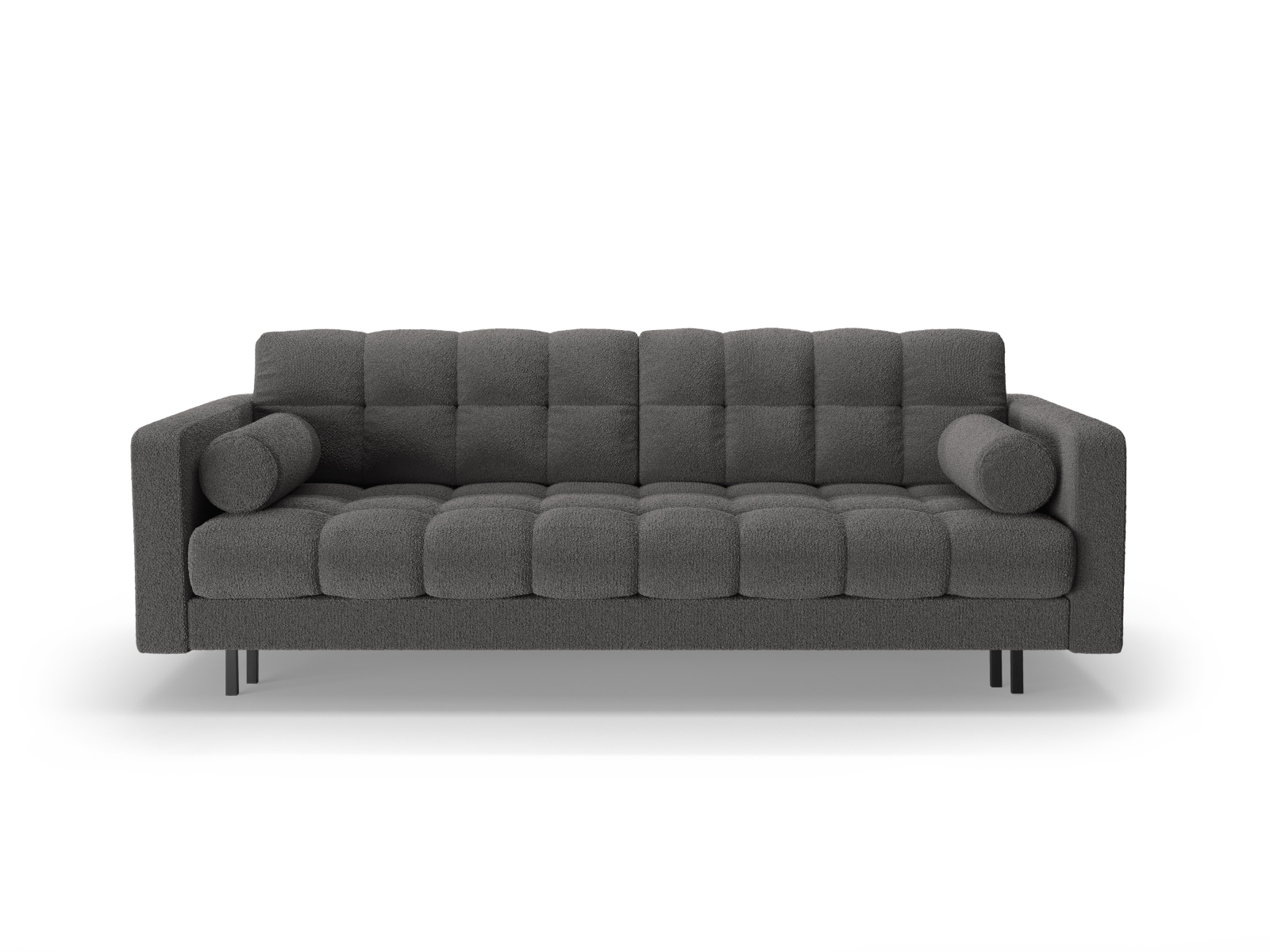 Cosmopolitan Design Schlafsofa Bali 3-Sitzer mit Bettkasten Boucle Baloo Dunkelgrau