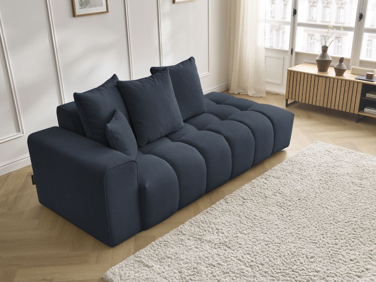 Bobochic Mont-blanc Sofa 4-Sitzer Melange-Stoff Dunkelblau Armlehne links