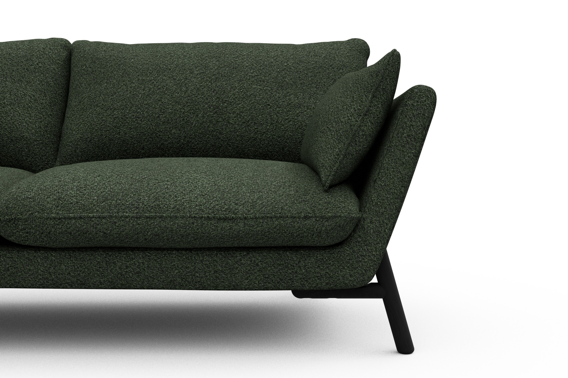 Sofa Emil 3-Sitzer Beinfarbe Eiche Schwarz Vanora-Deep-Green