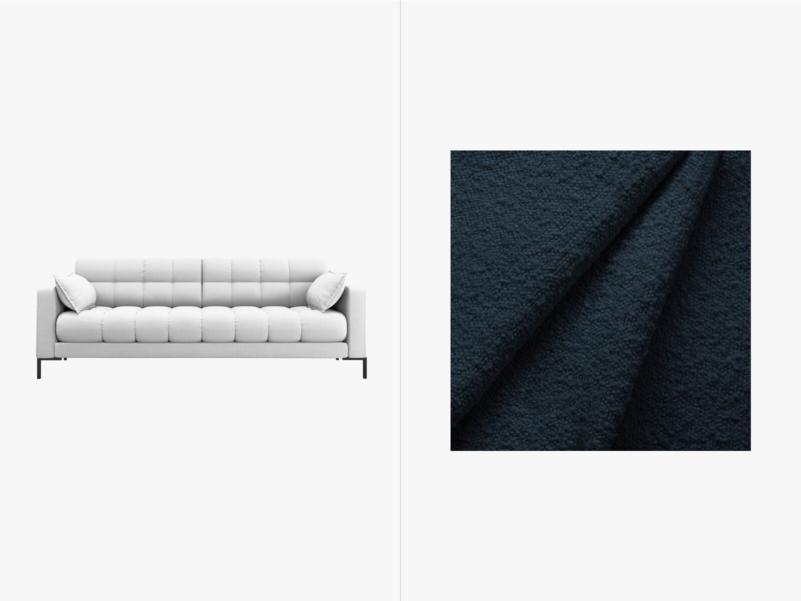 Micadoni Sofa Mamaia 4-Sitzer Boucle Baloo Dunkelblau schwarze Beine