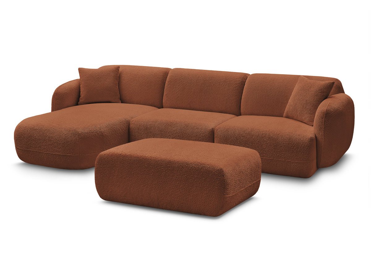 Bobochic Anda Ecksofa mit Pouf 292 × 163 cm Chenille Orange Ecke links