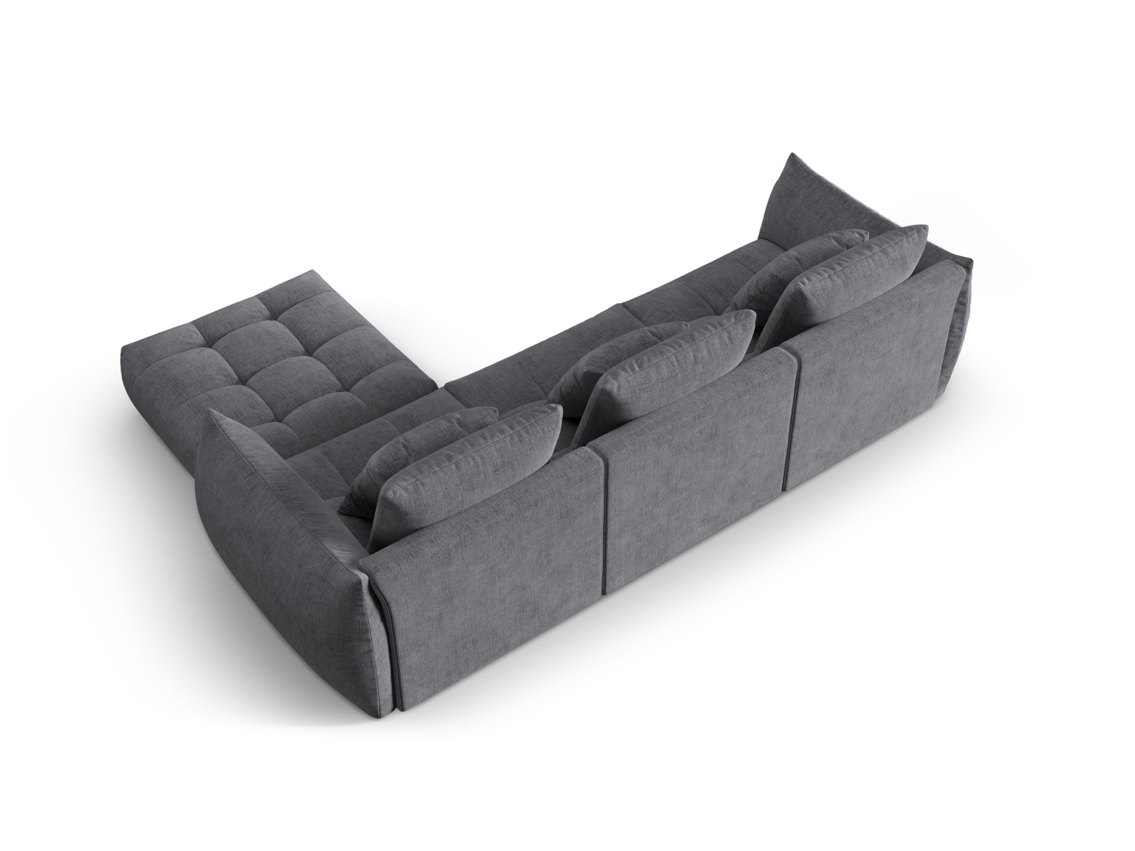 Micadoni Ecksofa Bloom 2-Sitzer Strukturierter Stoff Grau