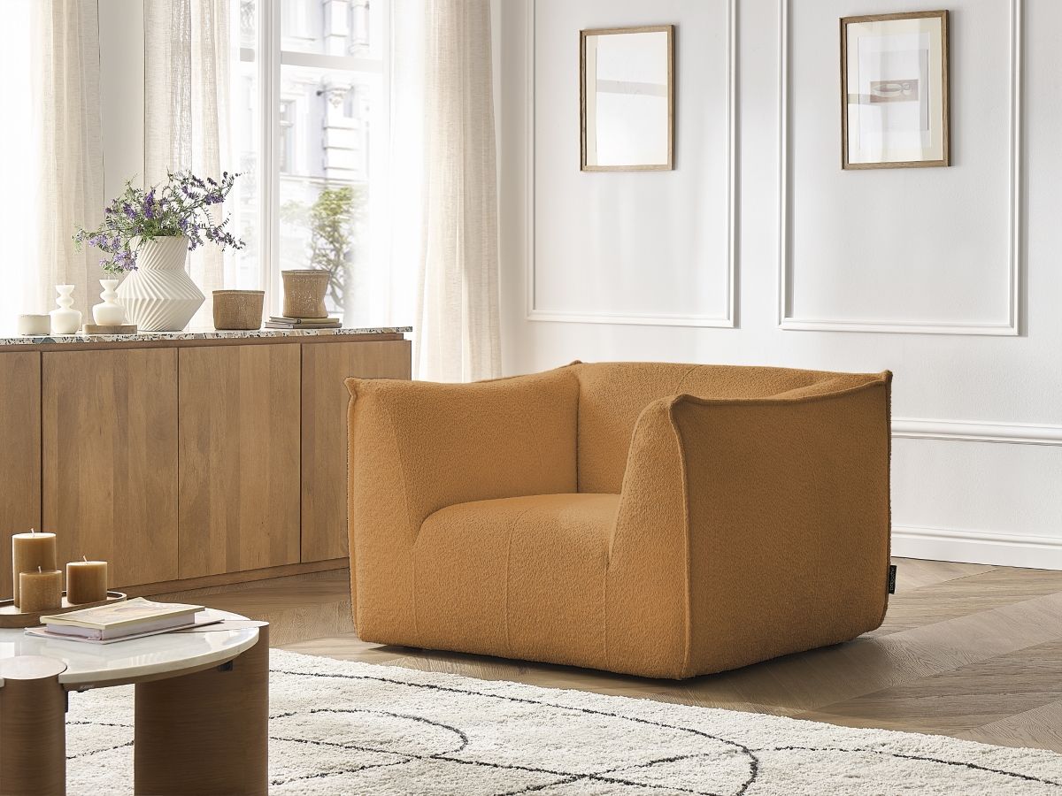 Bobochic Giorgia Sessel Bouclé-Stoff Gelb