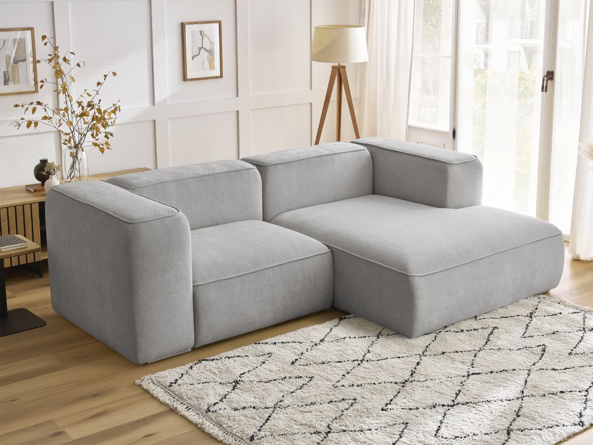 Bobochic Zephyr Ecksofa 260 × 165 cm Strukturstoff Hellgrau Ecke rechts
