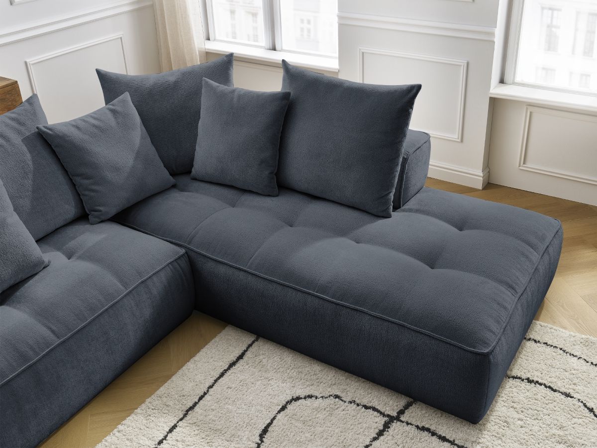 Bobochic Whesley Ecksofa Stoff Dunkelblau Ecke rechts