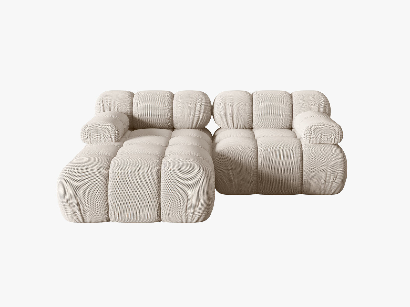 Micadoni Modulares Ecksofa Bellis 3-Sitzer Links 3D-Stoff Sonic Helles Beige