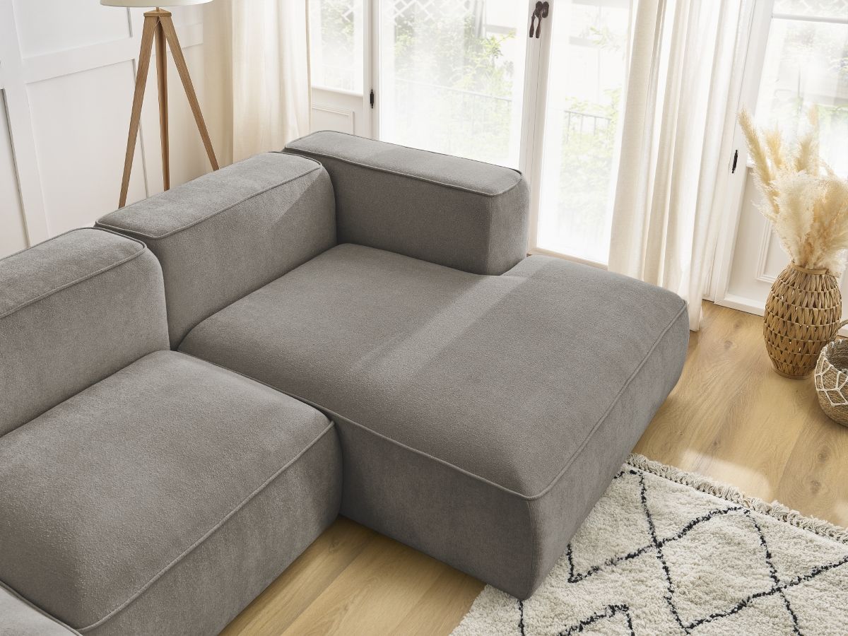 Bobochic Zephyr Ecksofa 349 × 165 cm Strukturstoff Taupe Ecke rechts