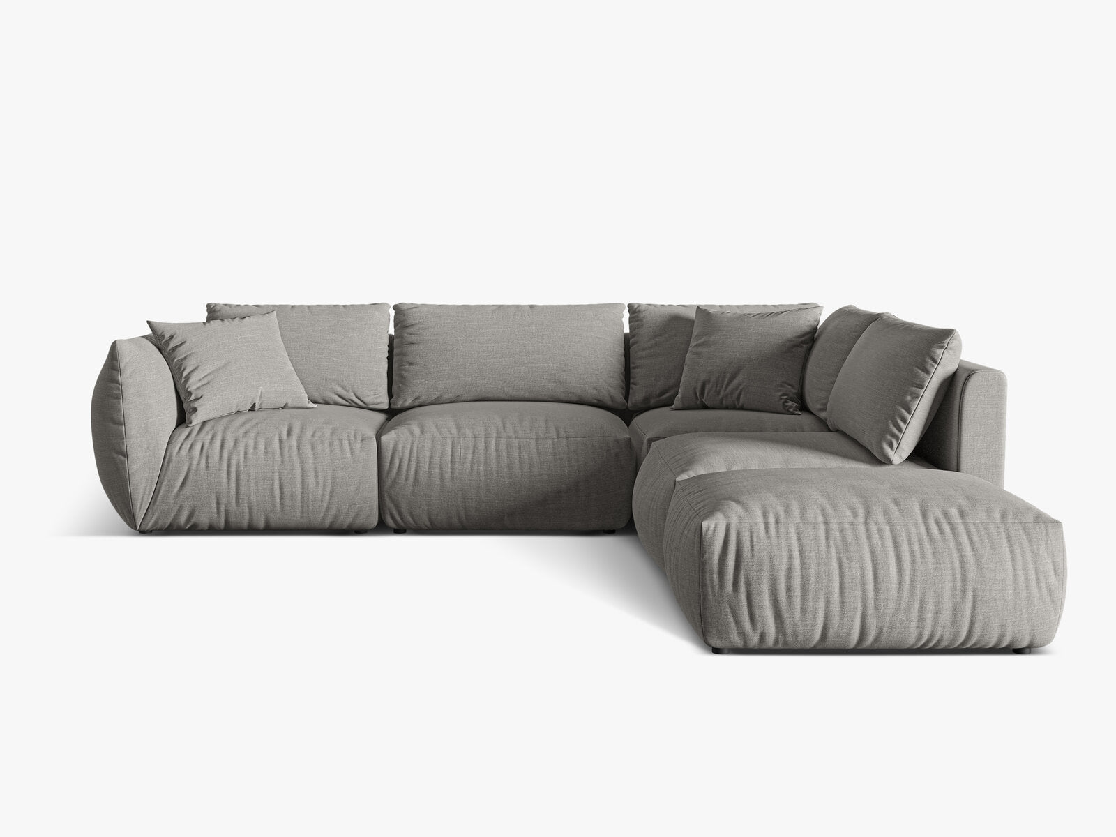 Micadoni Modulares Ecksofa Chris 4-Sitzer Rechts Strukturierter Stoff Warmes Grau