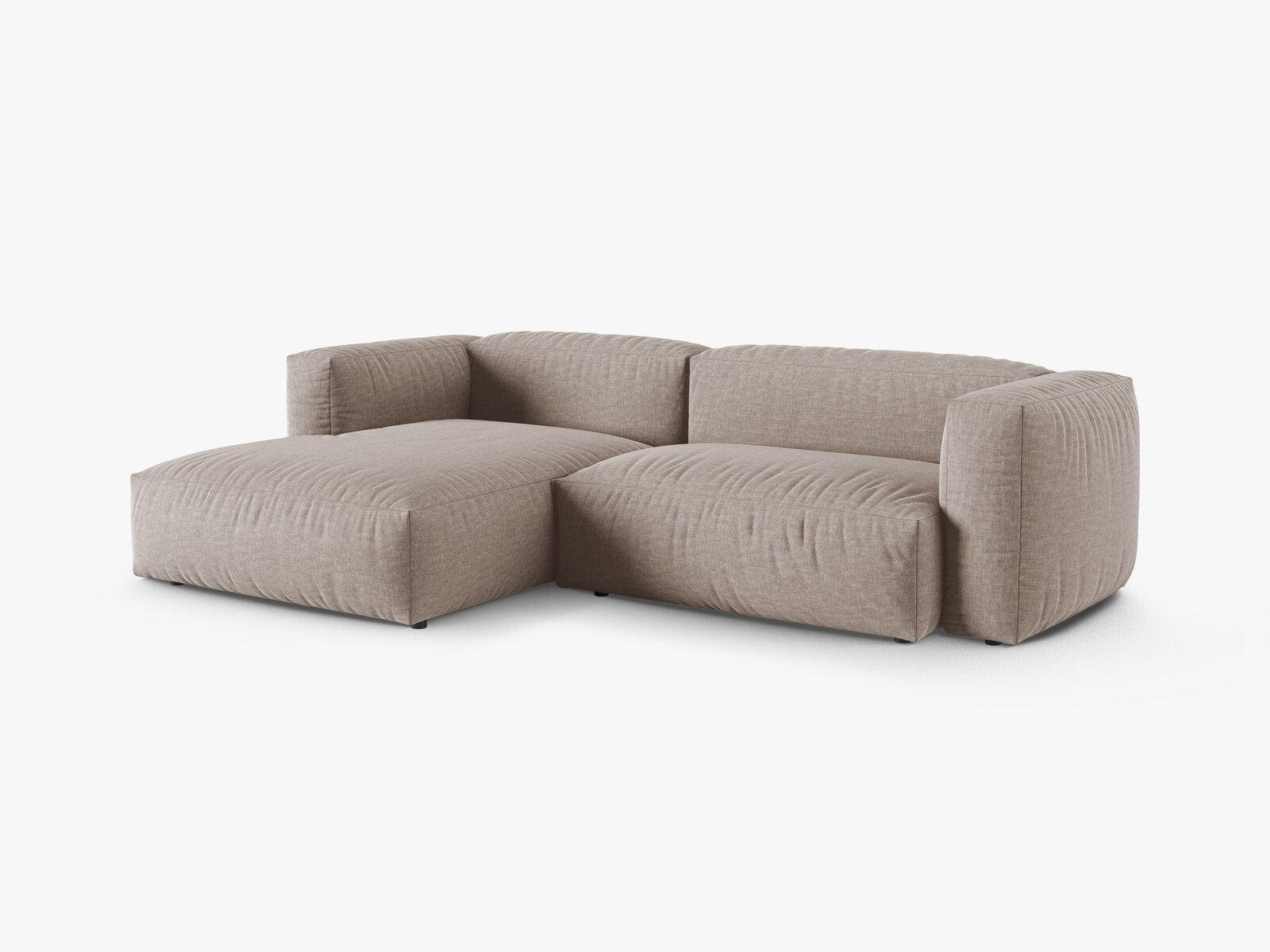 Micadoni Ecksofa Martina 2-Sitzer 90cm Sitztiefe Links Strukturierter Stoff Boston Dunkelbeige