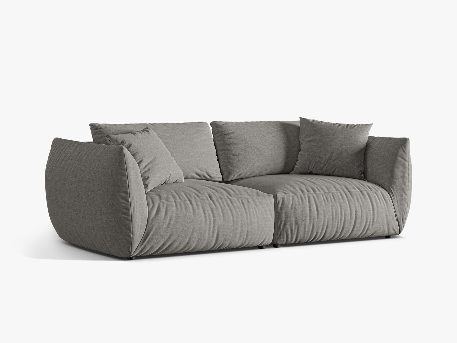 Micadoni Sofa Chris 4-Sitzer Strukturierter Stoff Warmes Grau