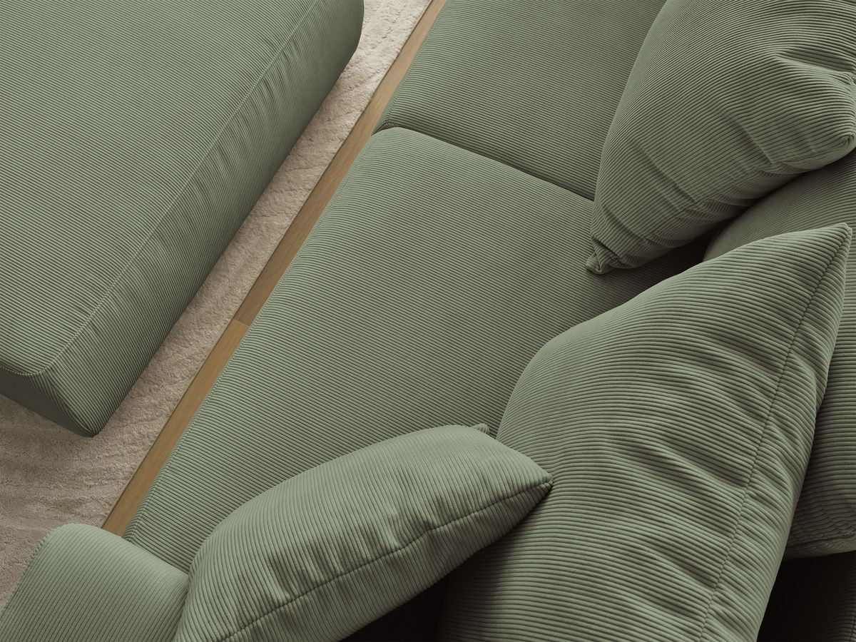 Bobochic Sidonie Sofa 4-Sitzer mit Pouf Cordsamt Grün