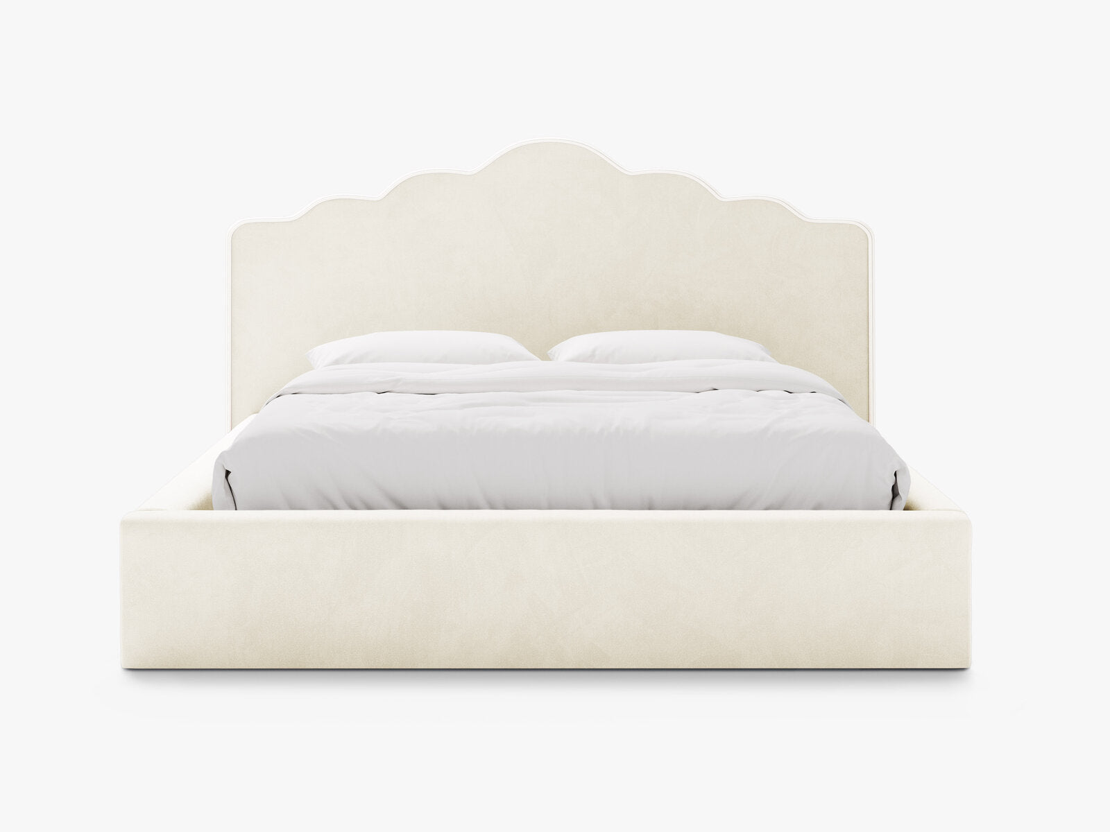 Micadoni Dream Samtbett mit Bettkasten und Kopfteil Samt Magic Velvet Elfenbein 180x200
