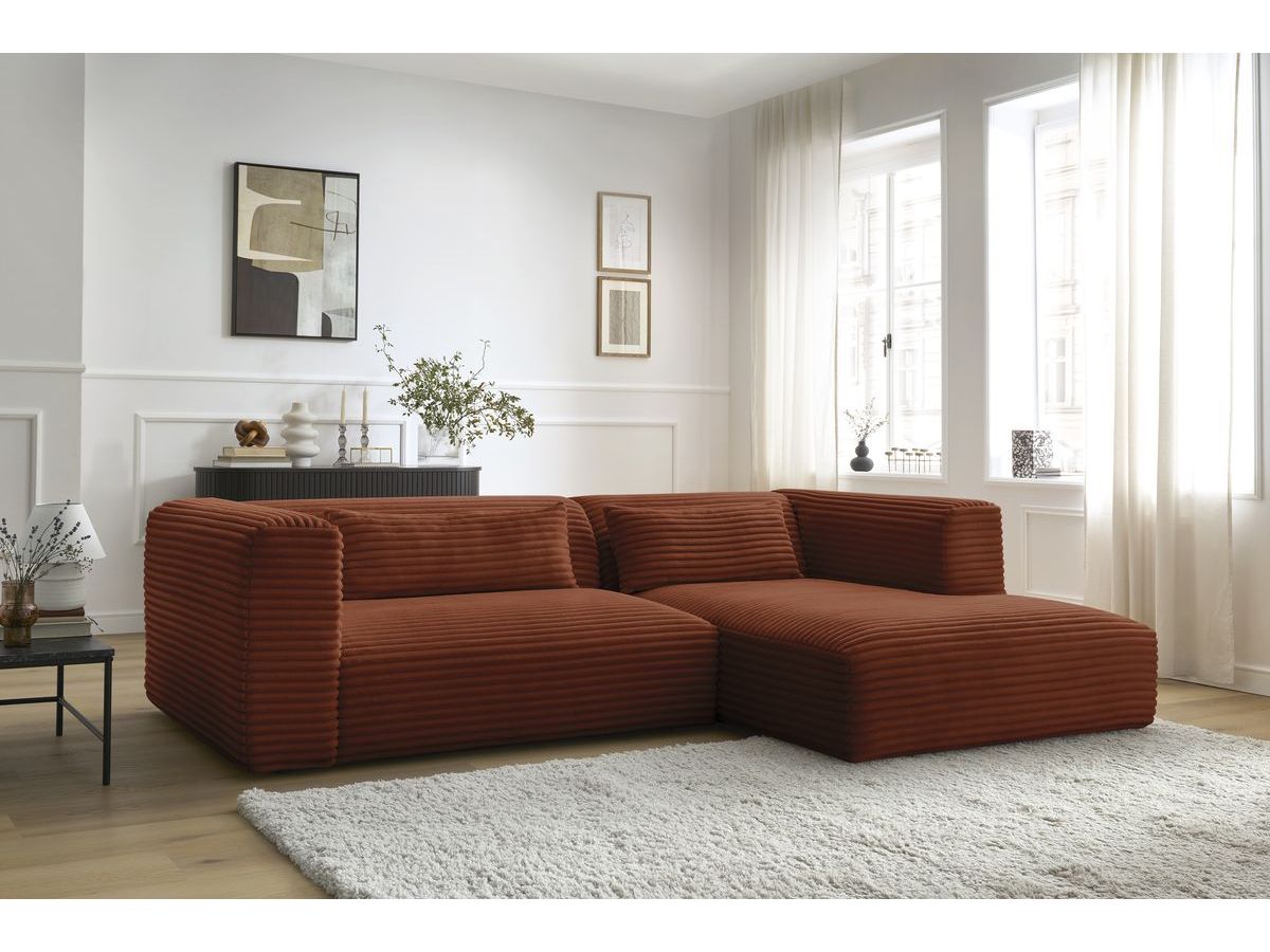 Bobochic Harry Ecksofa Breitcord weich Orange Ecke rechts