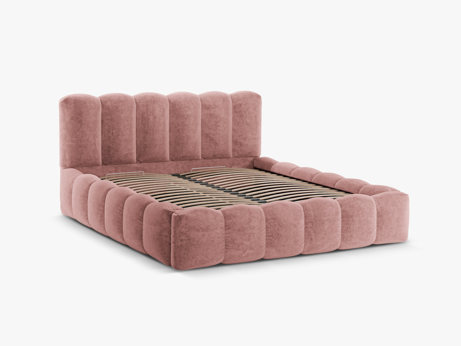 Micadoni Stauraumbett mit Kopfteil Lupine Chenille Perfect Harmony Rosa