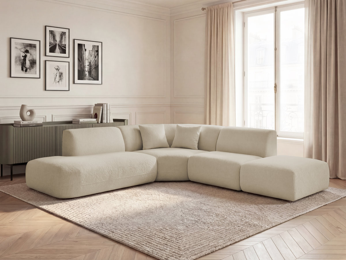 Bobochic Anda Ecksofa 279 × 264 cm Chenille Beige Ecke links