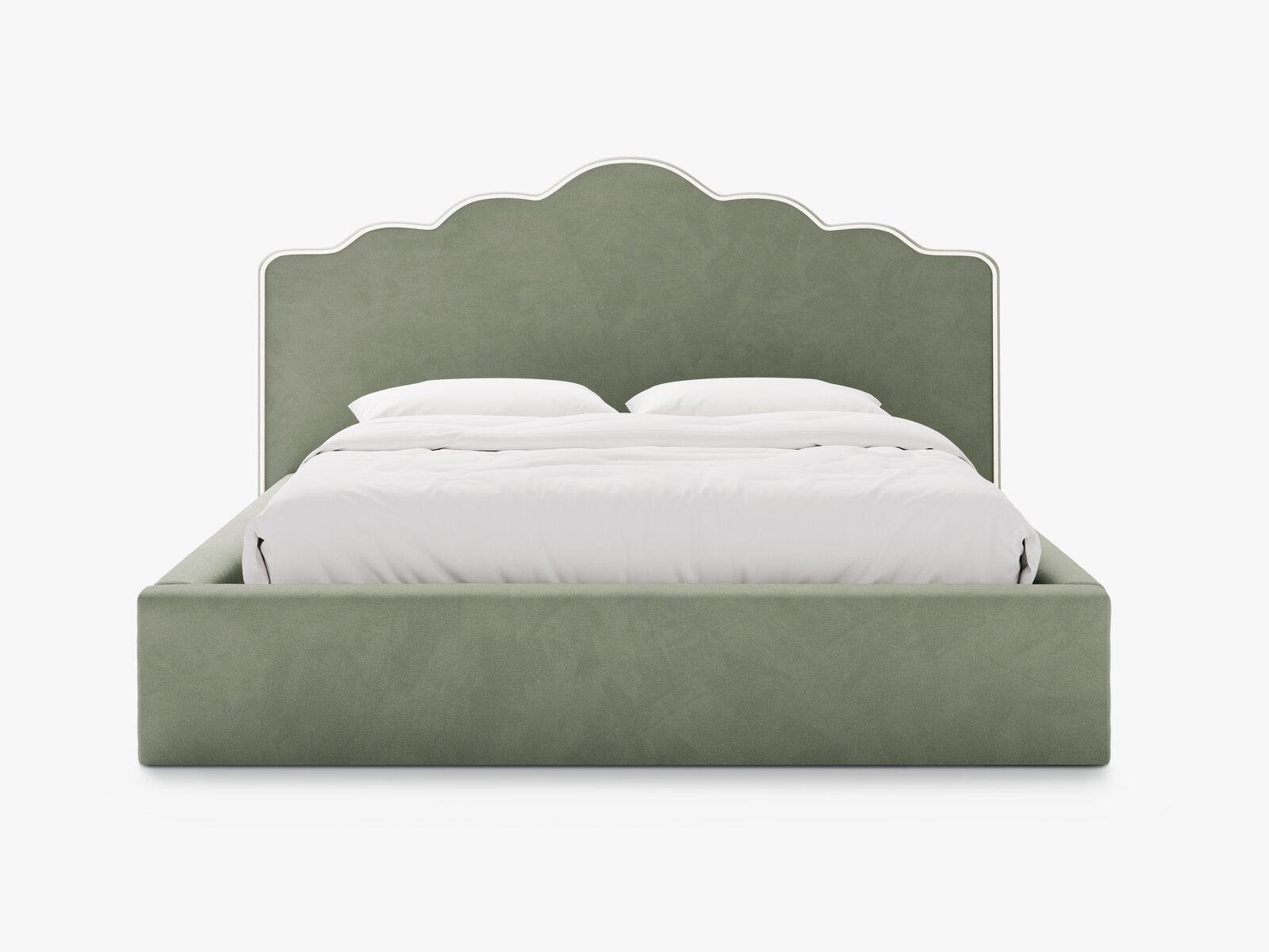 Micadoni Dream Samtbett mit Bettkasten und Kopfteil Samt Magic Velvet Elfenbein / Grün 140x200