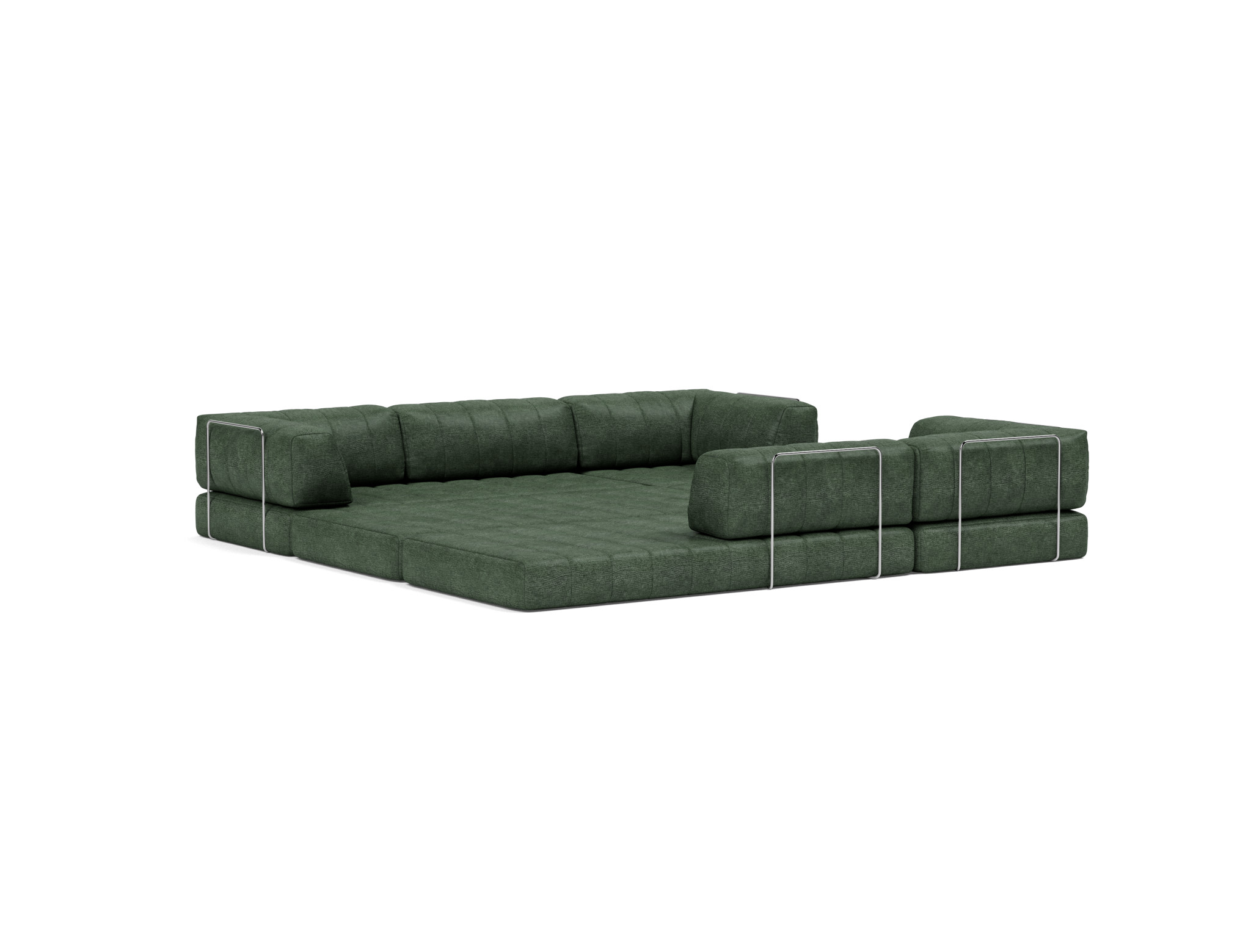 Eck-Schlafsofa CozyPad mit Armlehnen Flachgewebe Avella 281-Pine-Green
