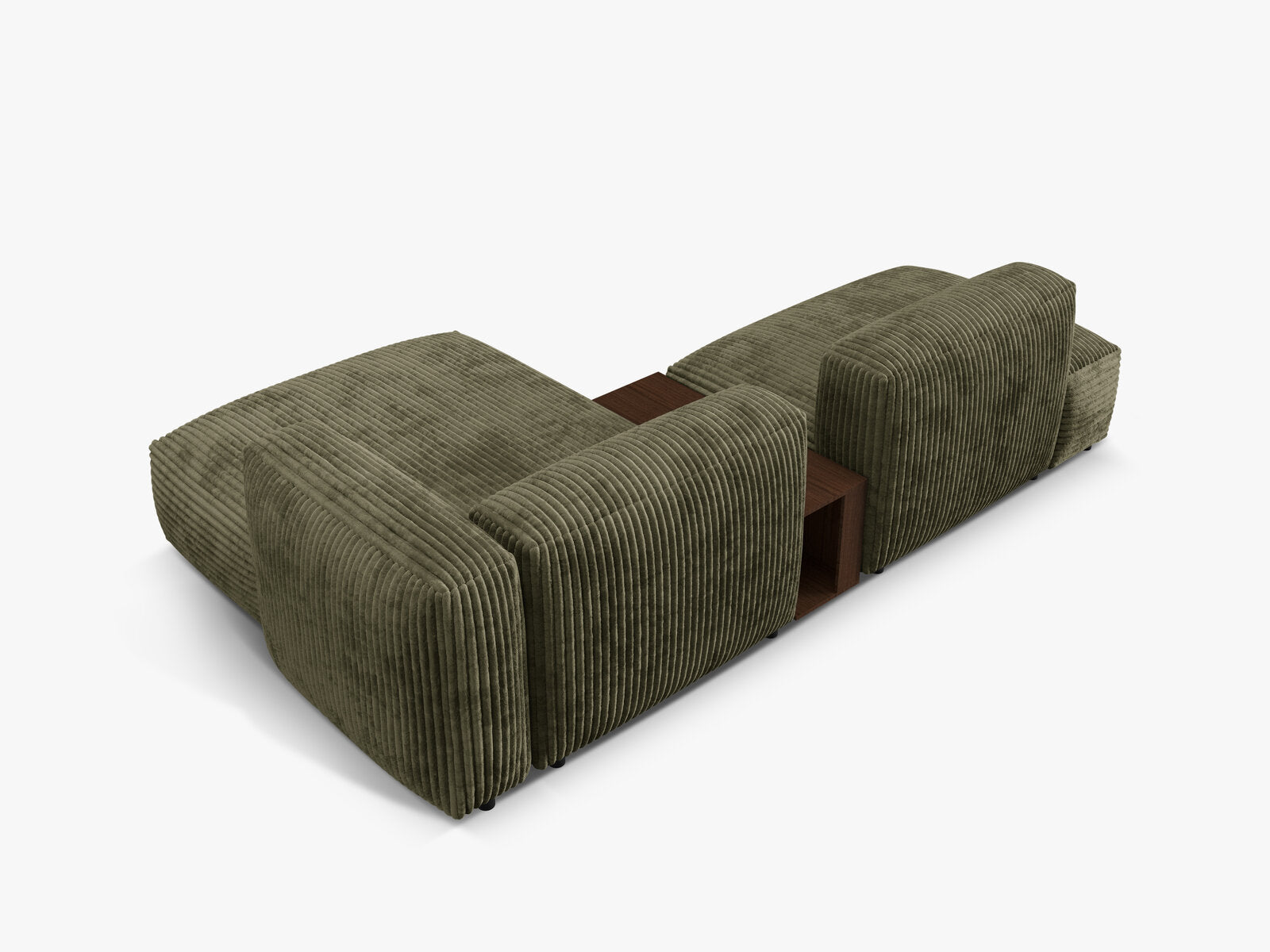 Micadoni Ecksofa Martina 2-Sitzer mit Couchtisch Rechts Kord Moßgrün