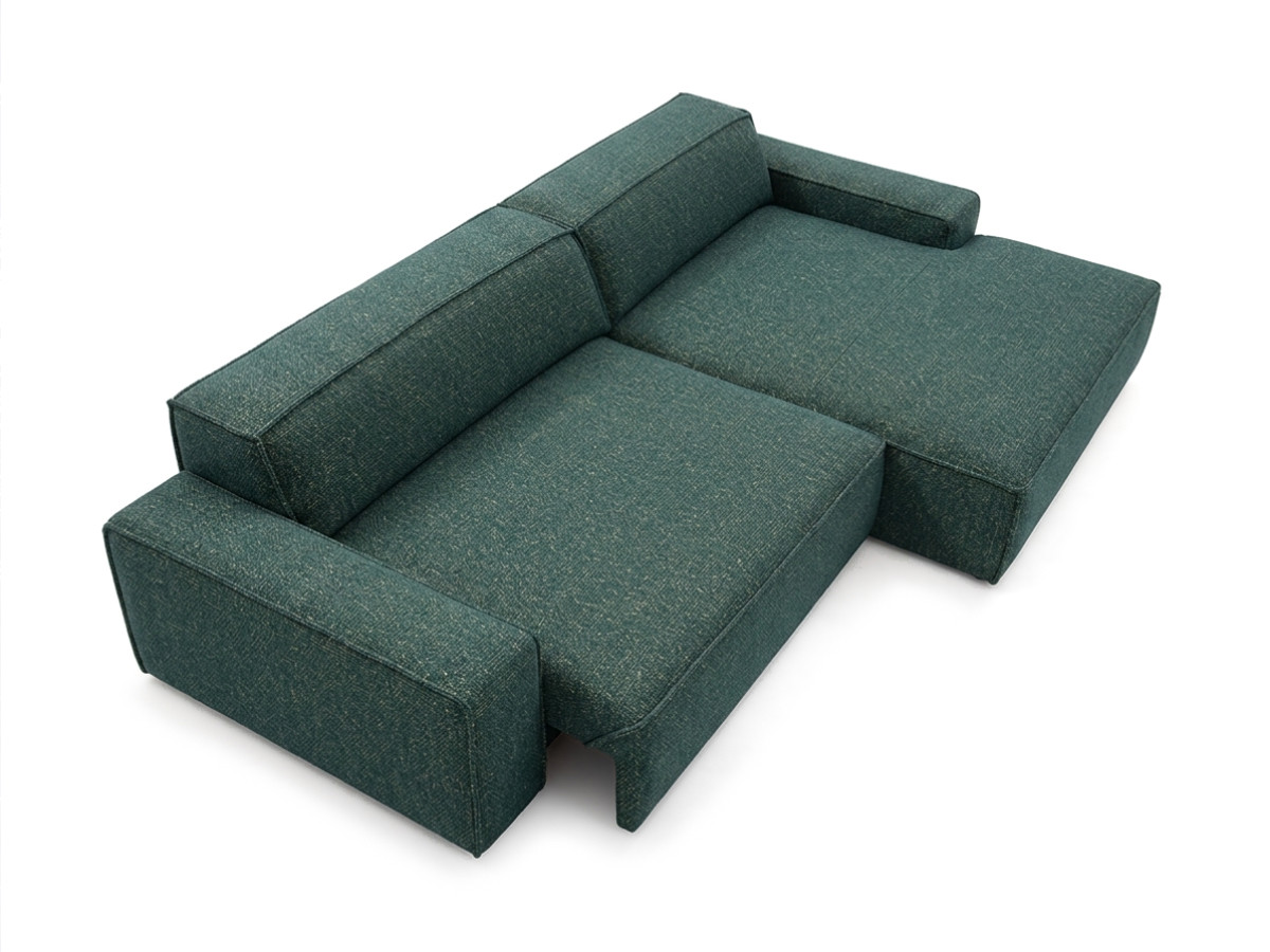 Bobochic Abel Ecksofa mit Schlaffunktion Melange-Stoff Grün Ecke rechts