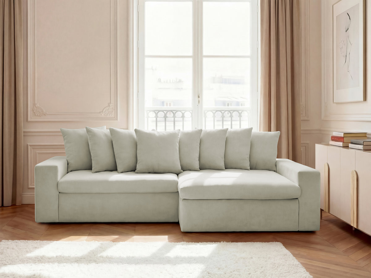 Bobochic Enore Ecksofa 330 × 100 cm Stoff Beige Ecke rechts