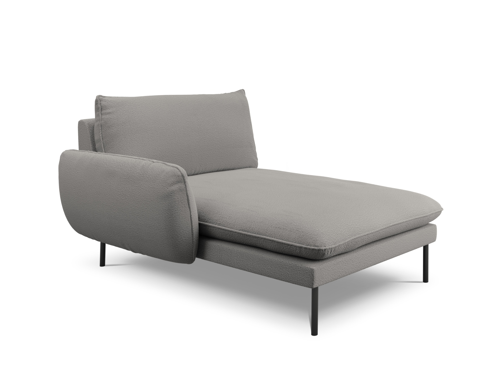 Cosmopolitan Design Chaiselongue Vienna Boucle Ascot Grau Links Beine Schwarzes Metall