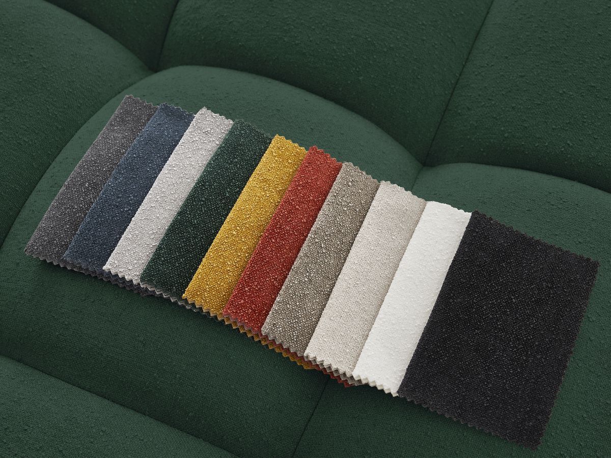 Bobochic Everest Sofa 3-Sitzer mit Pouf, 2 Kissen Strukturstoff Grün