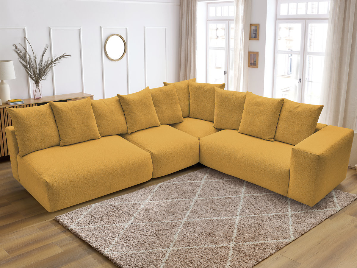 Bobochic Voltaire Ecksofa 322 × 268 cm Melange-Stoff Gelb Ecke rechts