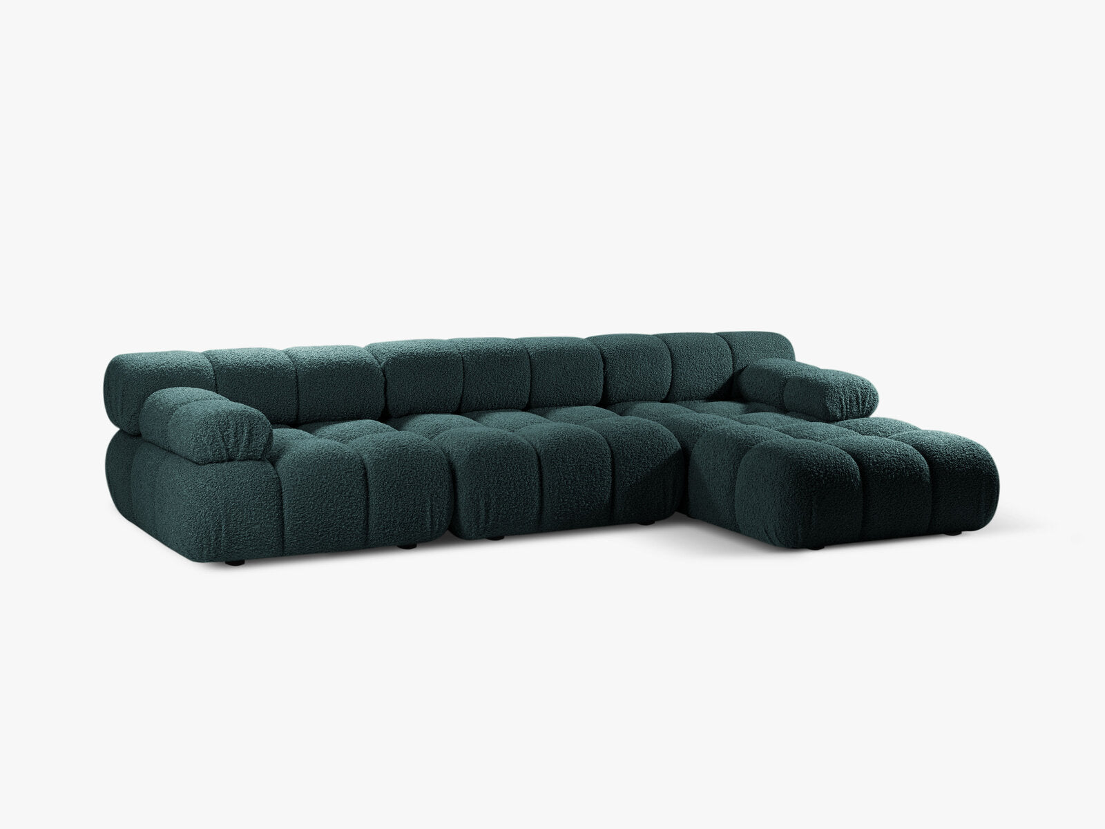 Micadoni Modulares Ecksofa Bellis 4-Sitzer Rechts Boucle Rolf Petrol