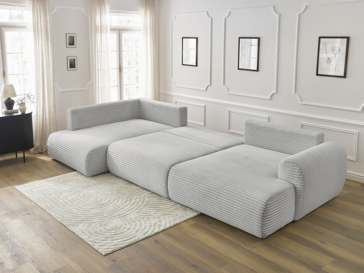 Bobochic Lucien Wohnlandschaft Breitcord weich Hellgrau Ecke rechts