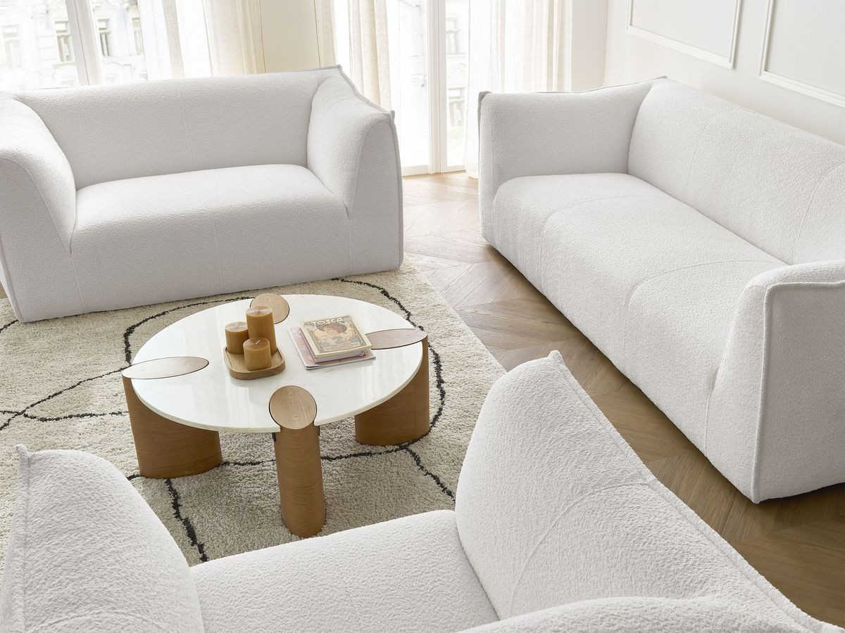 Bobochic Giorgia Sofa 5-Sitzer 534 × 100 cm Bouclé-Stoff Weiß
