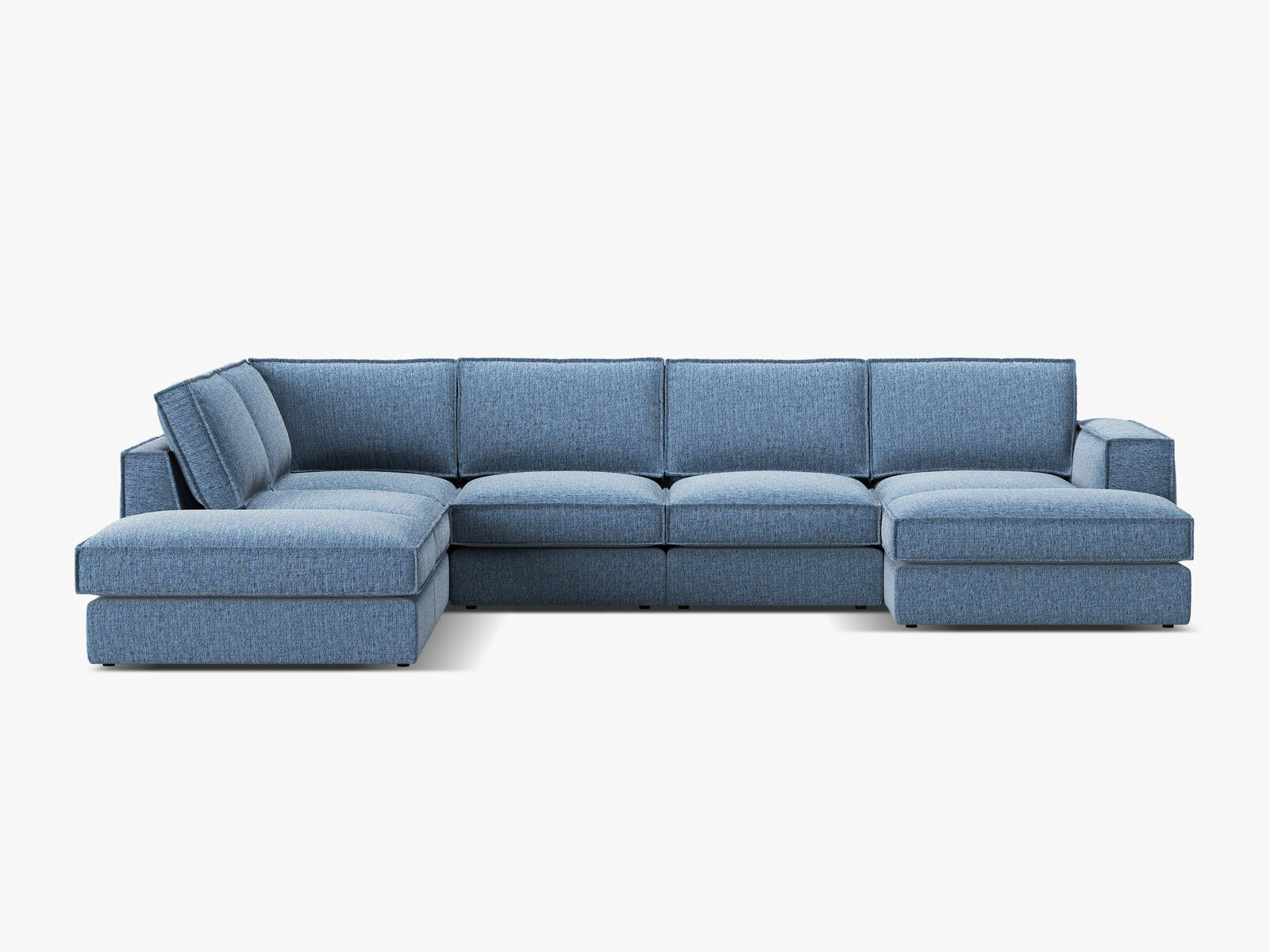 Micadoni modulares Panorama Ecksofa Pola 5-Sitzer Links Strukturierter Stoff Babel Dunkelblau