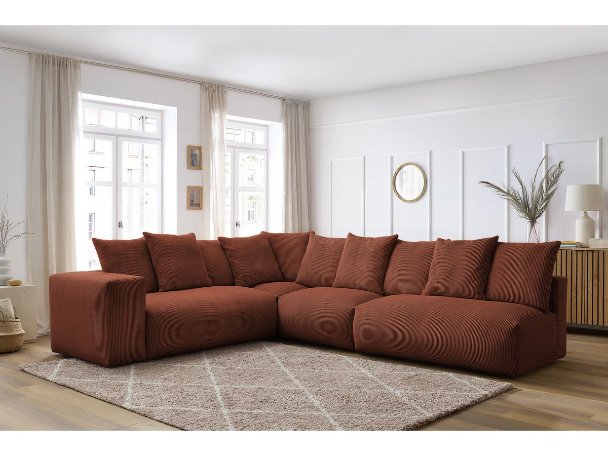 Bobochic Voltaire Ecksofa 322 × 268 cm Cordsamt Orange Ecke links