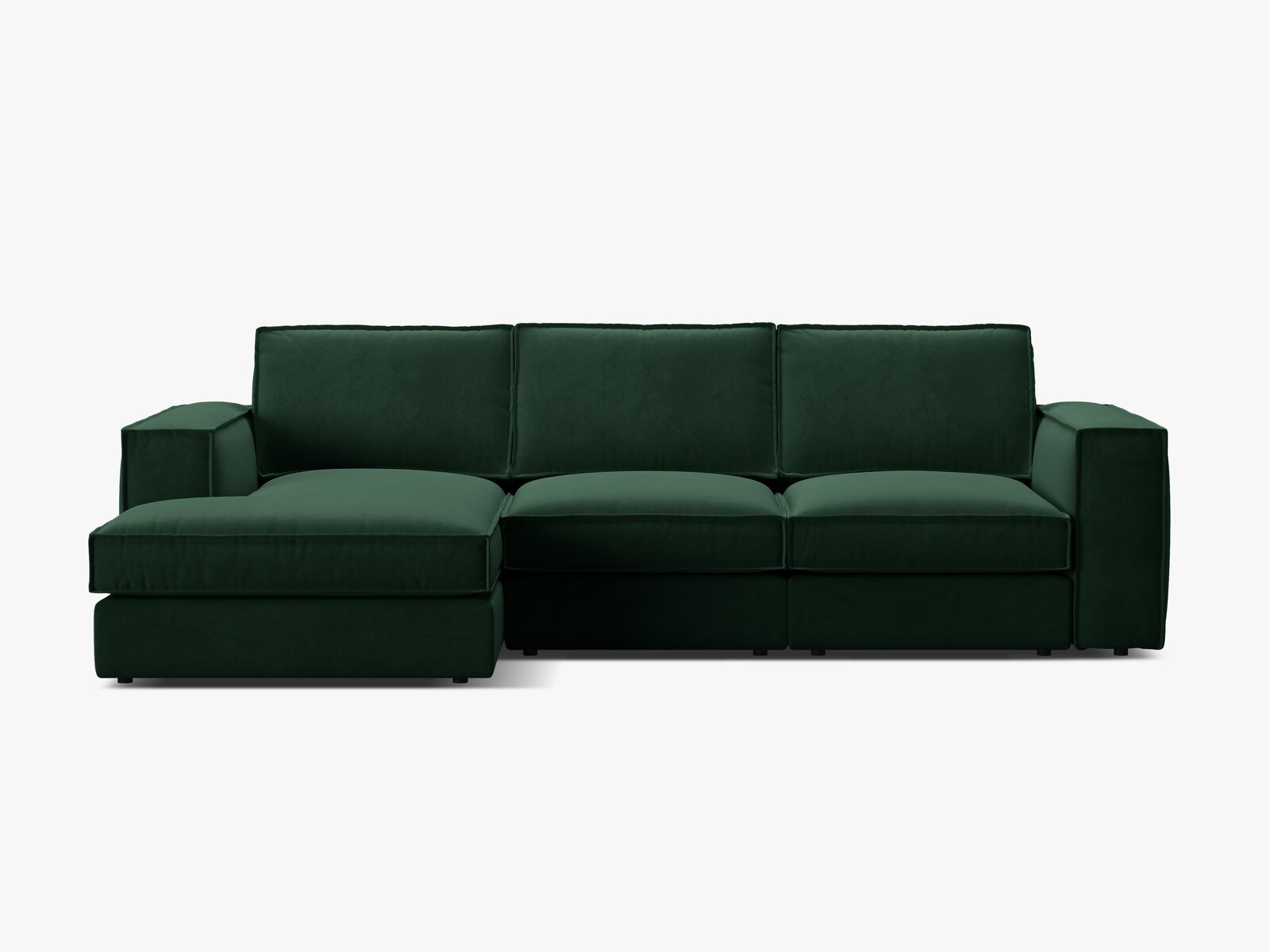 Micadoni modulares Ecksofa Pola 3-Sitzer Links Samt Salvador Flaschengrün