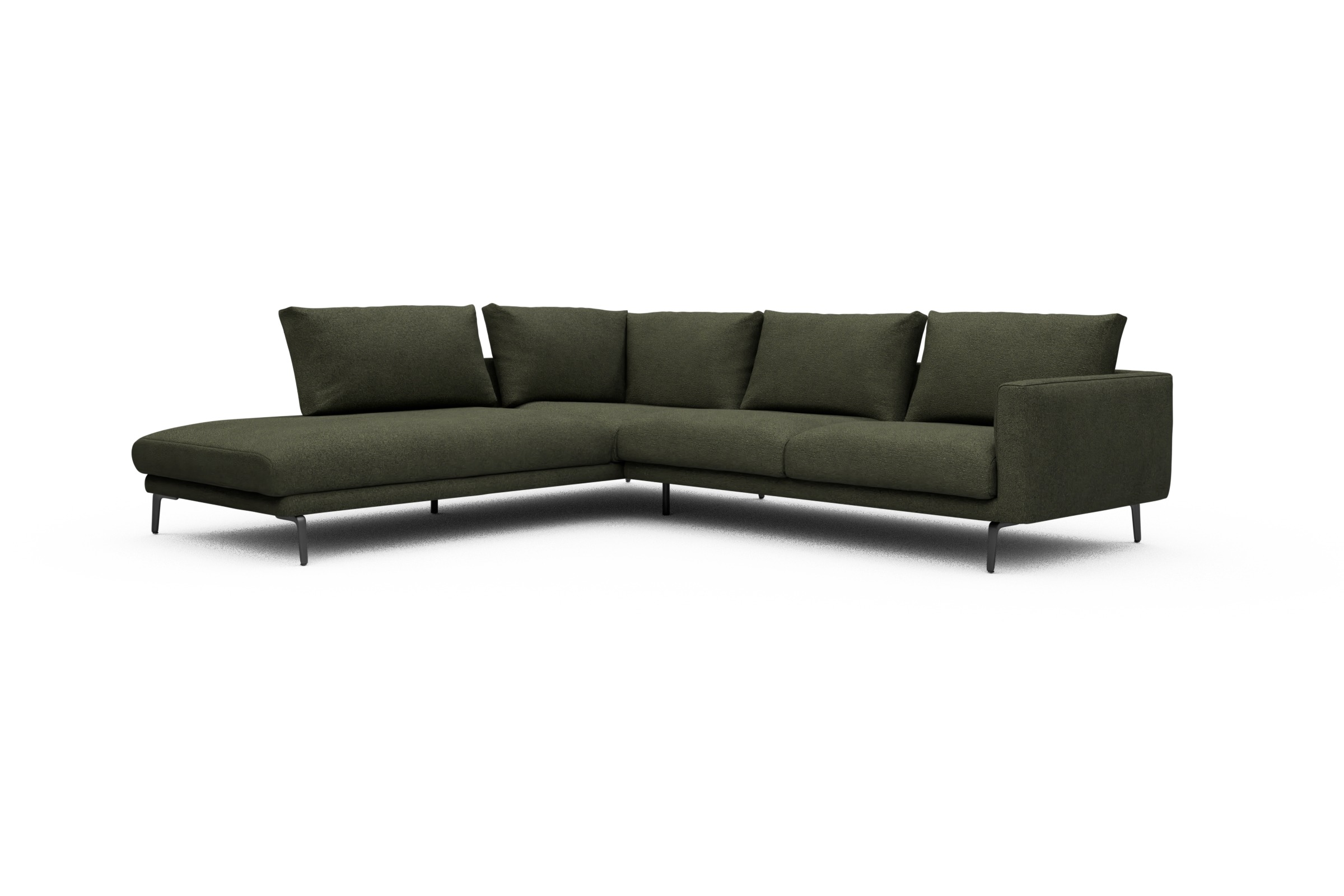 Ecksofa Karl Relax-Ecke links mit 2,5-Sitzer Boucle-Forest-Green