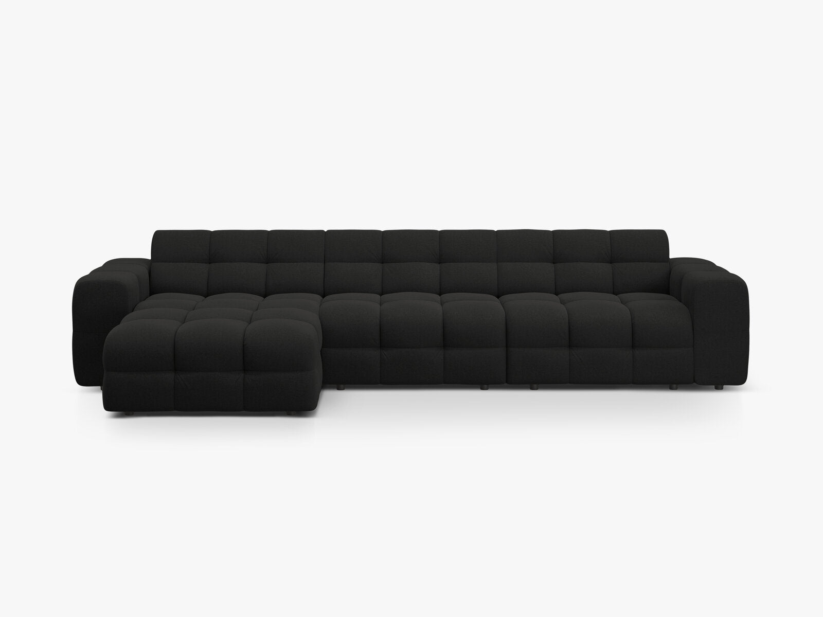 Micadoni Ecksofa Kendal 5-Sitzer Links Strukturierter Stoff Schwarz