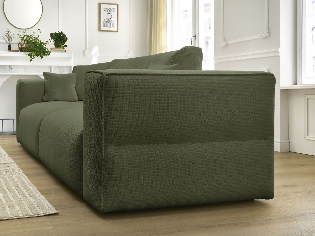 Bobochic Ezechiel Schlafsofa 3-Sitzer mit Bettkasten Melange-Stoff Grün