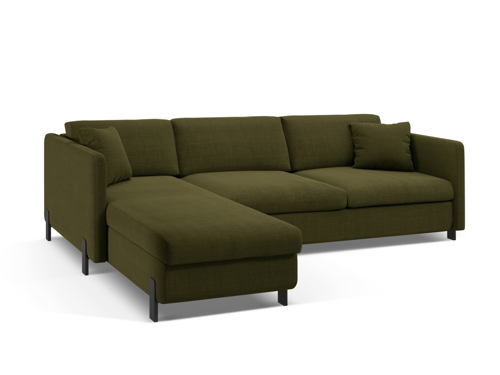 Micadoni Schlaf-Ecksofa Gloria 4-Sitzer Links Strukturierter Stoff Grün 205x140