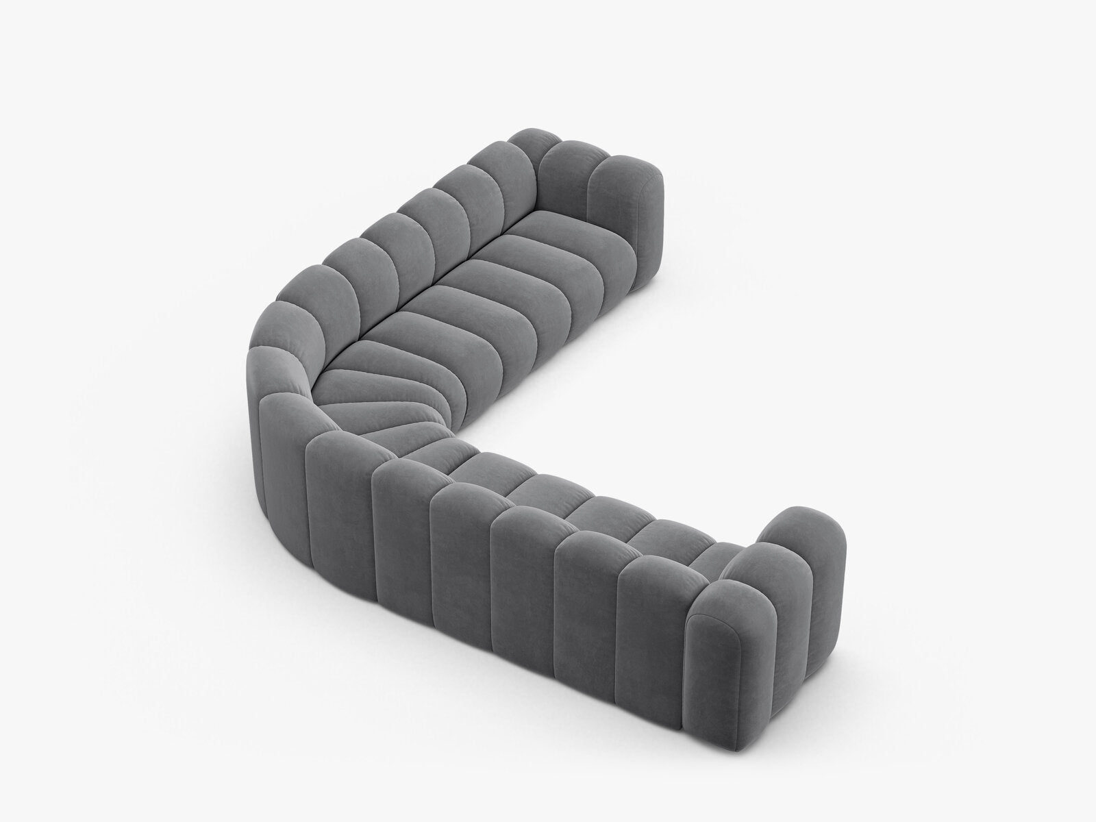Micadoni symmetrisches Ecksofa Lupine 5-Sitzer  Samt Salvador Grau
