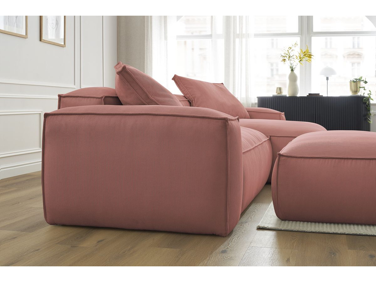 Bobochic Boheme Ecksofa mit Pouf Cordsamt Rosa