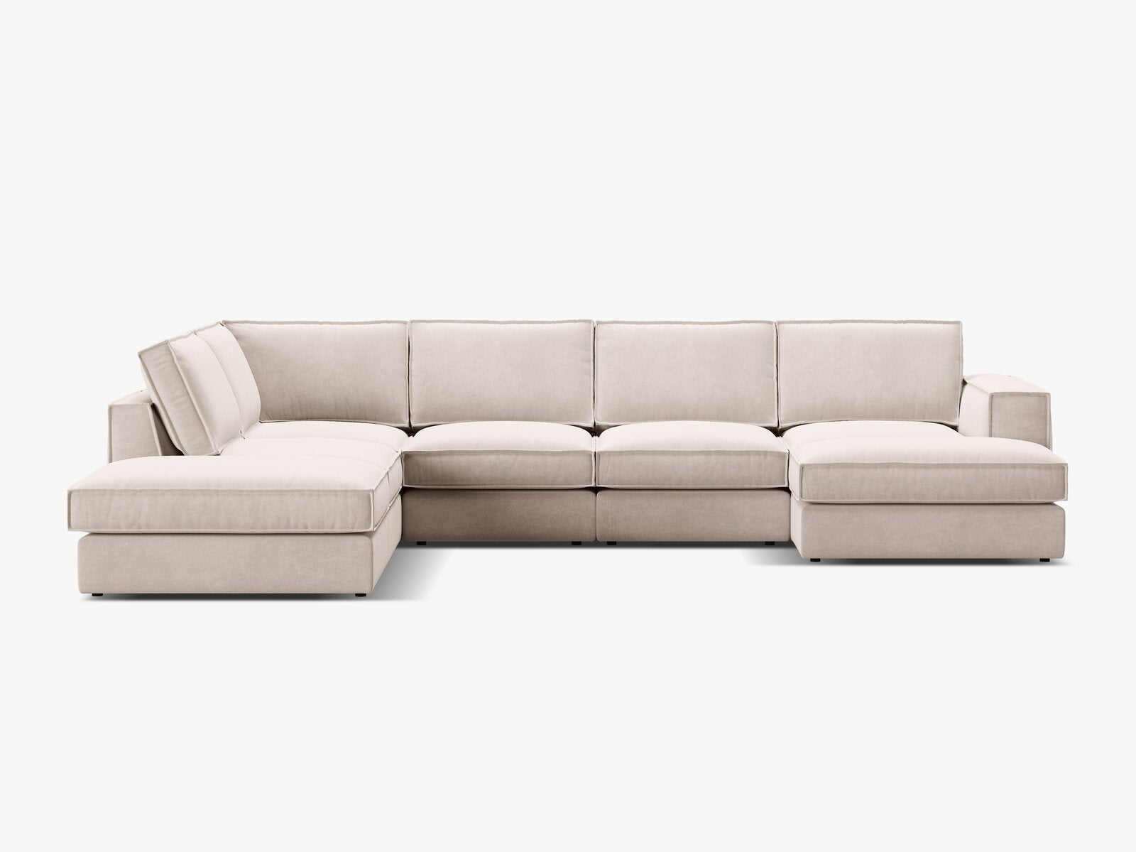 Micadoni modulares Panorama Ecksofa Pola 5-Sitzer Links Samt Salvador Beige