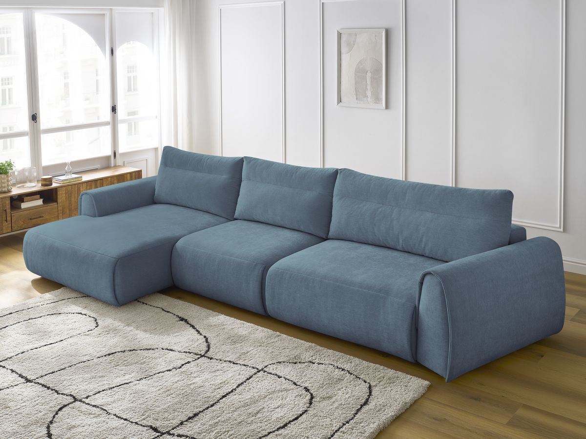 Bobochic Aden Ecksofa 386 × 152 cm Stoff Hellblau Ecke links