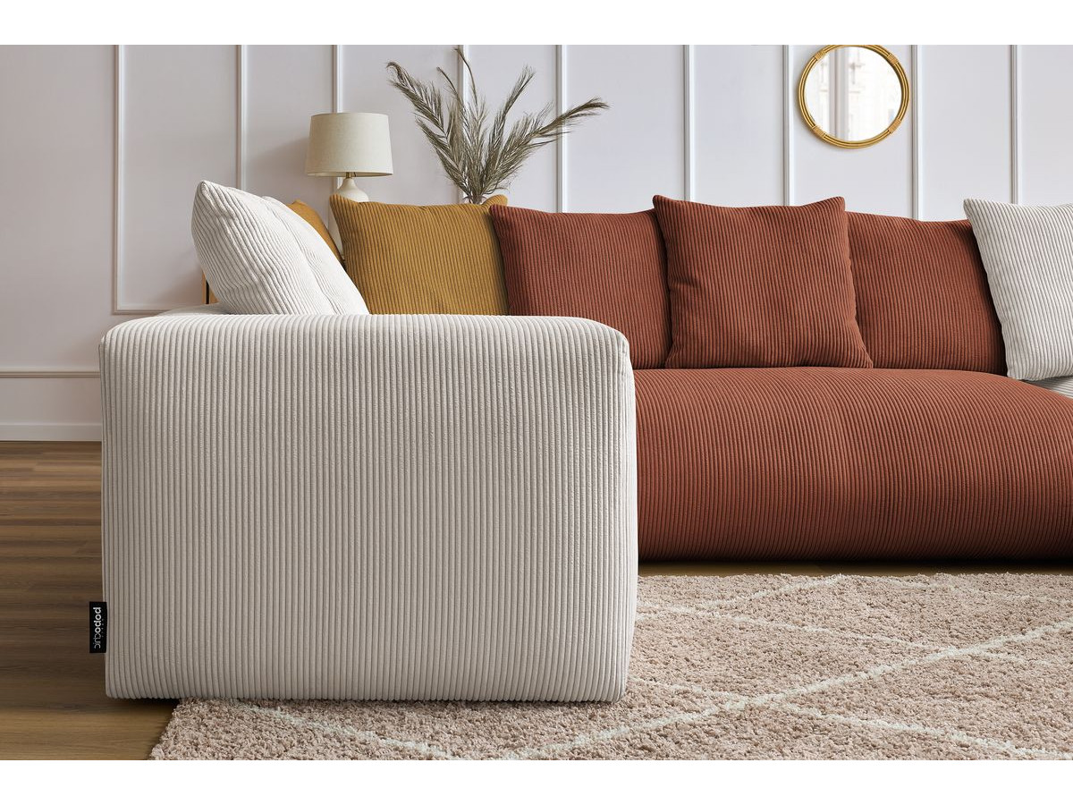 Bobochic Voltaire Wohnlandschaft mit Pouf 356 × 214 cm Cordsamt Mehrfarbig Ecke rechts