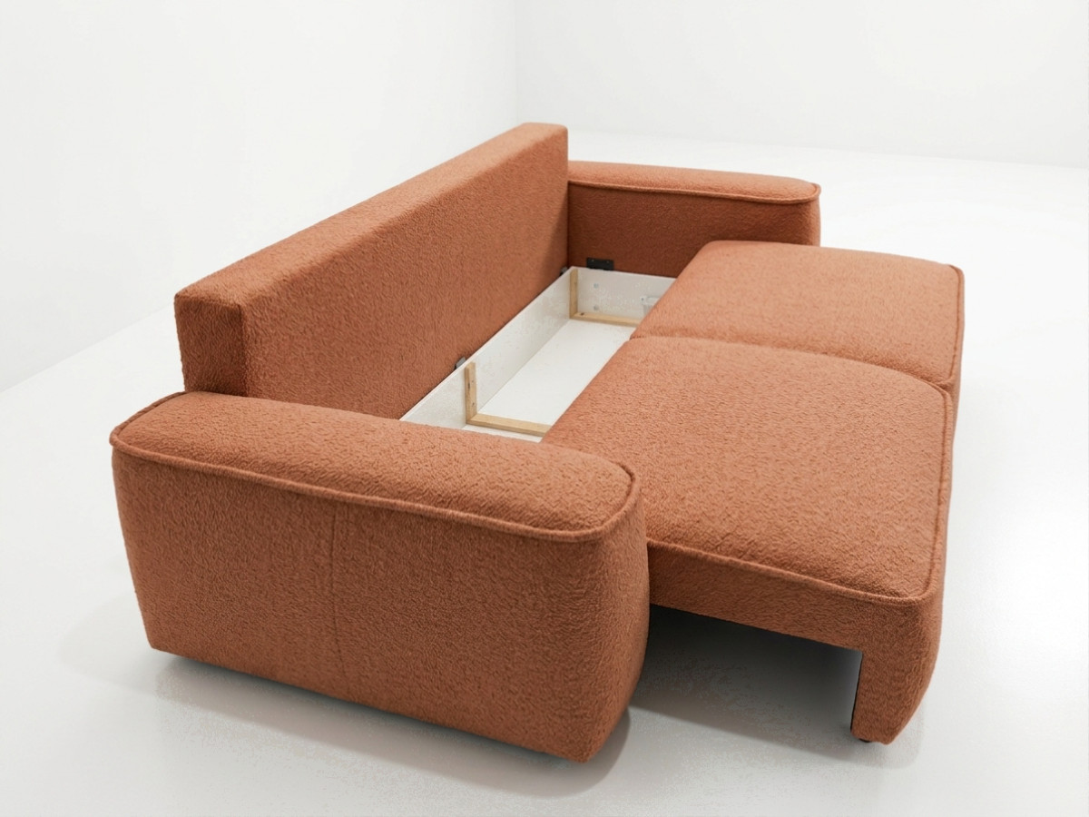 Bobochic Honore Schlafsofa 3-Sitzer mit Bettkasten Chenille Orange