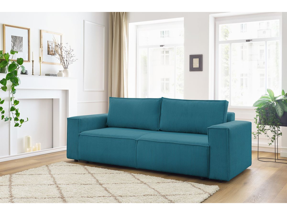 Bobochic Nihad Sofa 3-Sitzer Cordsamt Dunkelblau